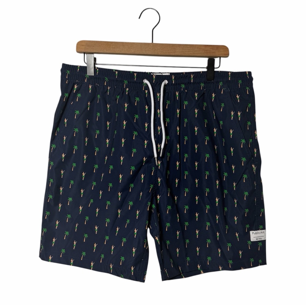 PUBLIC ART MEN'S SWIM DARK NAVY SHORTS XL NWT 100% POLYESTER